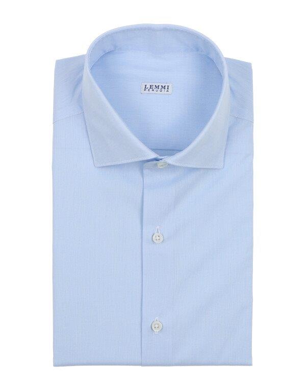 Popeline celeste Camicia celeste collo francese
